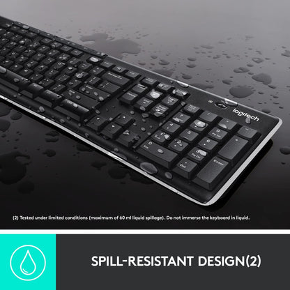 Logitech K270 Wireless Keyboard for Windows, 2.4 GHz Wireless, Full-Size, Number Pad, 8 Multimedia Keys, 2-Year Battery Life, Compatible with PC, Laptop