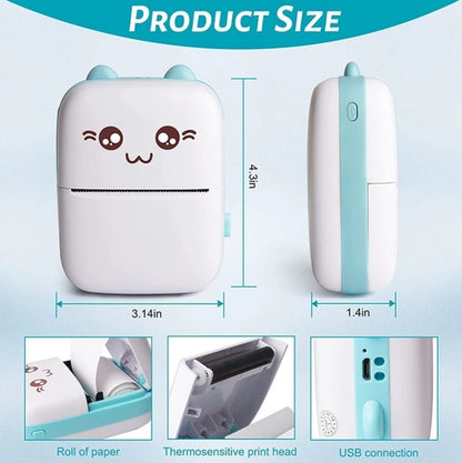 Portable Thermal Printer MINI Wirelessly Photo Label Memo Wrong Question Printing with USB Cable Imp