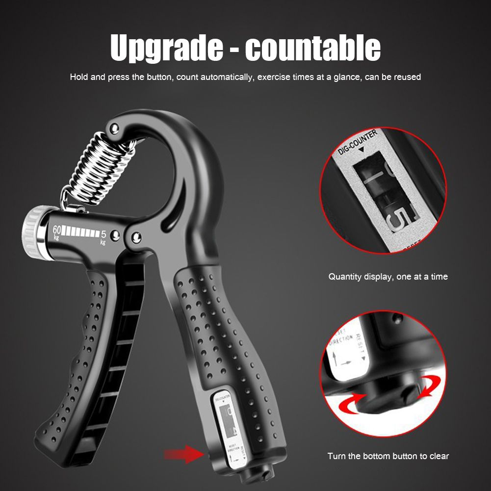 Countable Heavy Hand Gripper: 5-60Kg Adjustable Spring Fitness Expander for Arm & Finger
