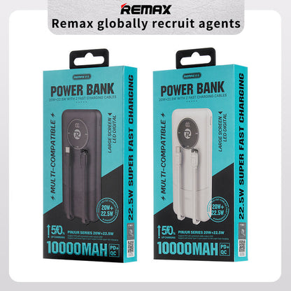 REMAX 10000mAh 20W+22.5W with 2 Integrated Fast Charging Cables Power Bank  - RPP-37