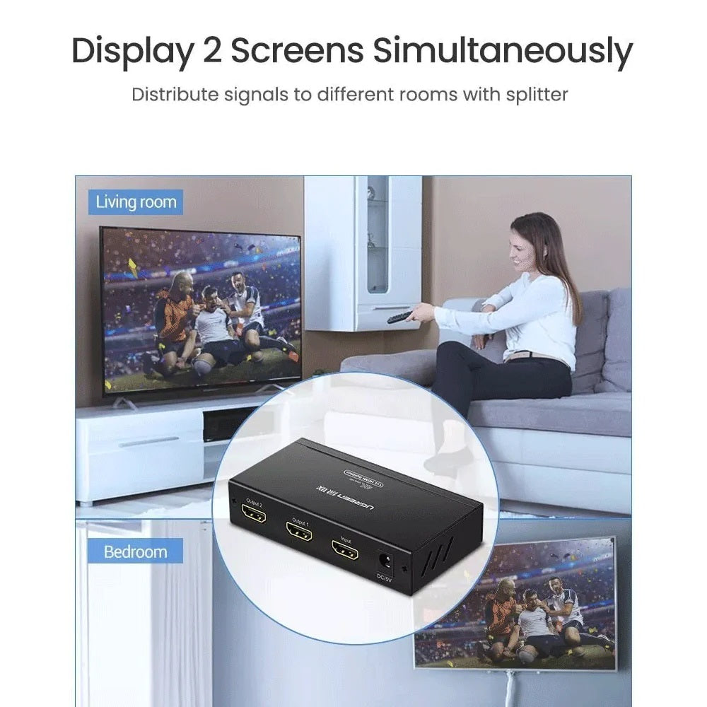 UGREEN 1X2 HDMI Amplier Splitter 2IN1 3D 4K X 2K UHD [CM619/40201UK]