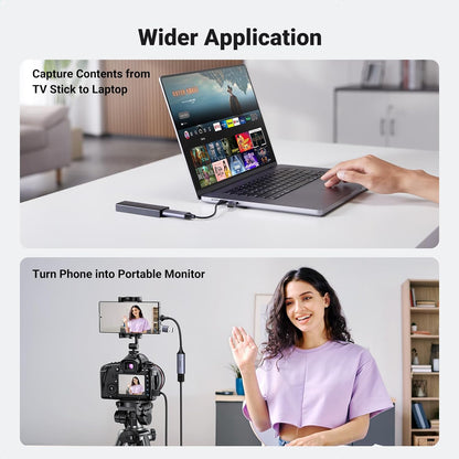UG Video Capture Card 4K HDMI to USB-A/USB-C HDMI Capture Card Full HD 1080P USB 2.0