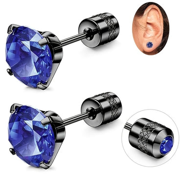 4Mm White Synthetic Zirconia Floral Relief Earrings with Threaded Ear Plugs for Women