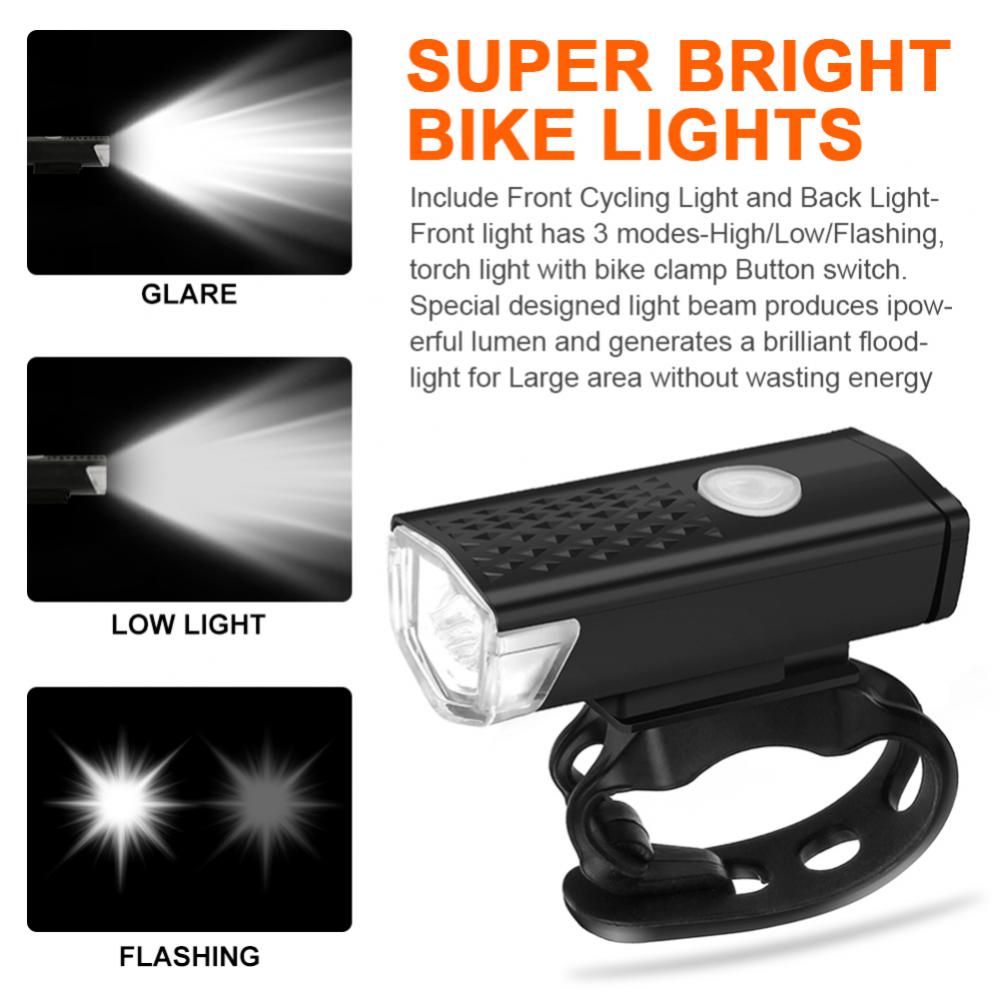 Bicycle 300 Lumens (800MAH) Headlight Bike Bicycle Light Front Lamp USB Rechargeable LED Lamp