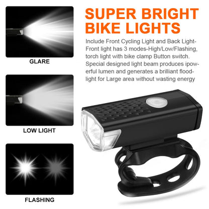 Bicycle 300 Lumens (800MAH) Headlight Bike Bicycle Light Front Lamp USB Rechargeable LED Lamp
