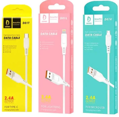 Denmen High-Speed Data & Charging Cable 2.4a Micro USB / Type-C / Lightning