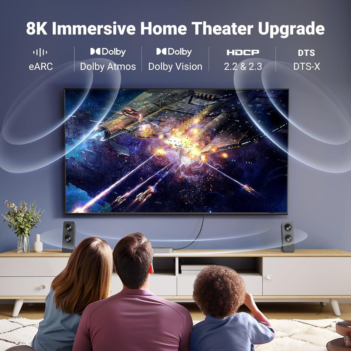 UGREEN 8K HDMI 2.1 Cable Certified 6.6FT, 10K Ultra High Speed HDMI Cord 4K 240Hz 48Gbps HDCP 2.2&2.3 eARC HDR Dolby Compatible for PS5 Xbox Series X/Switch 2/Roku TV/Laptop/Monitor/Mac mini M4 Pro