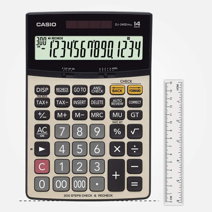 Original Casio DJ-240D Plus 300 Steps Check and Correct Premium Desktop Calculator with Metallic faceplate & Bigger Screen/Ke