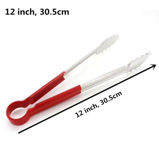 Stainless Steel Kitchen Food Tong with Heat-Resistant Non-Slip Vinyl Coated Handle