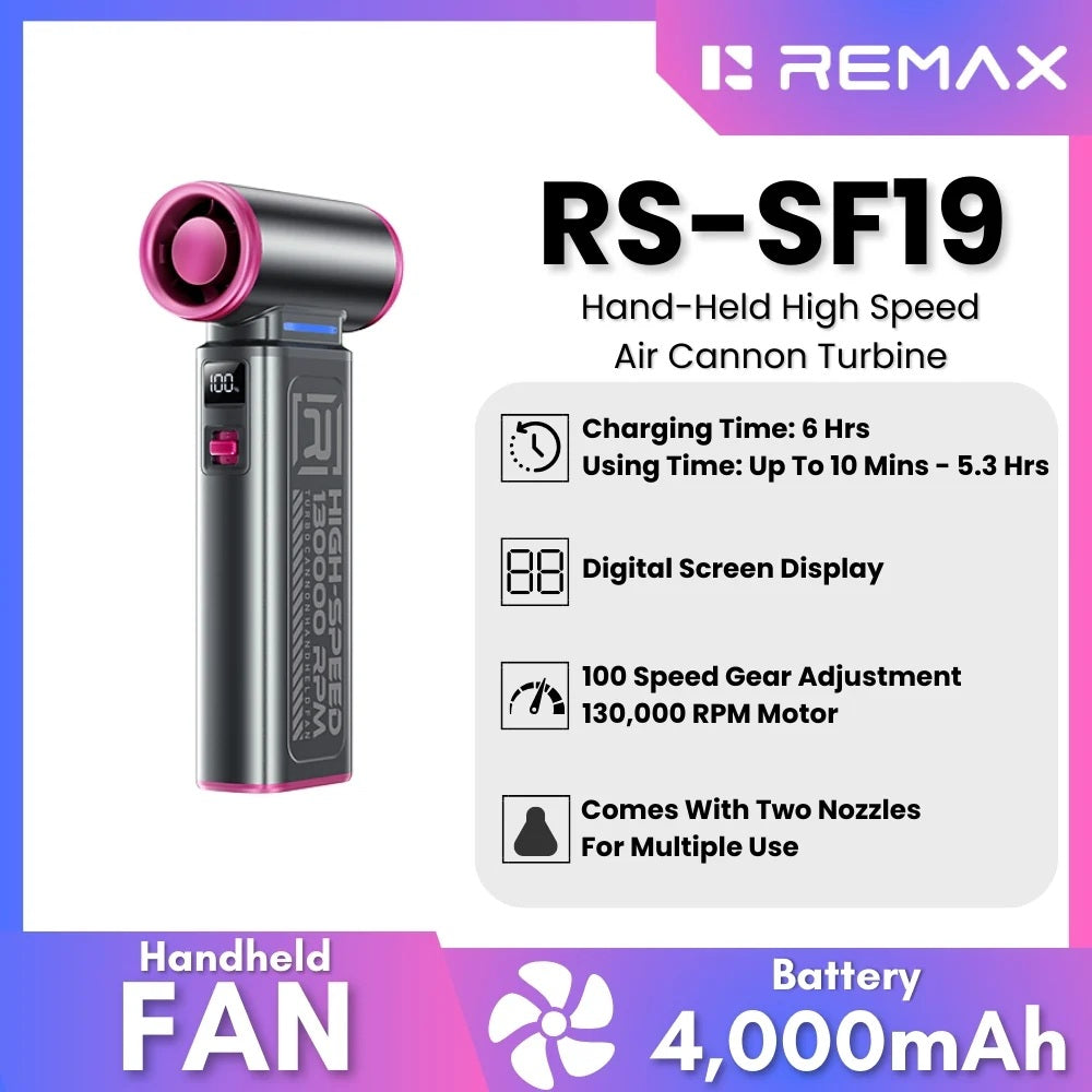 REMAX SF19 High Speed Turbine Air Blower 130000 RPM Brushless Motor Speed Adjustable Handheld Fan