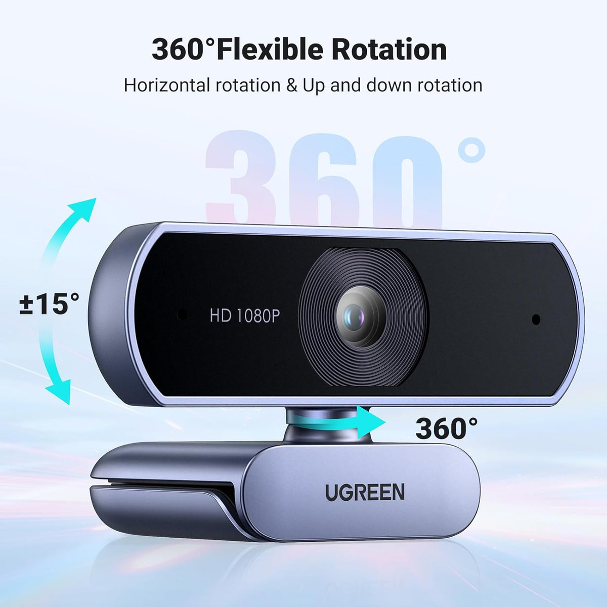 UGREEN 1080P Webcam with Microphone, Full HD USB Web Camera, Adjustable FOV, Noise-Canceling, Plug and Play  -15728