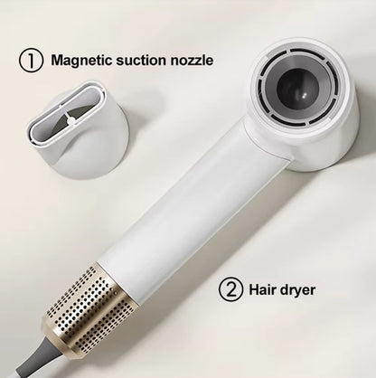 White Leafless Hair Dryer with Strong Airflow, Quick Drying and Low Noise Design