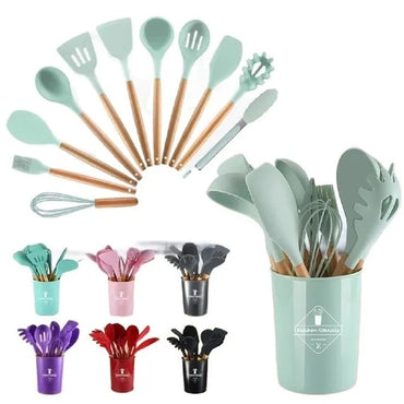 12PCS Silicone Kitchen Utensil Set, Heat Resistant Cooking Tools for Non-Stick Cookware SMT