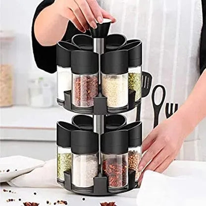 Spice Rack 12 Pcs Rotating Spice Rack Double Layer
