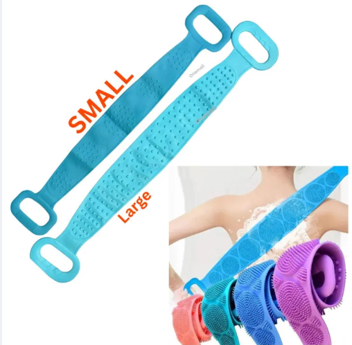 Silicone Shower Back Scrubber | Exfoliating Bath Belt & Body Massage Brush with Handles