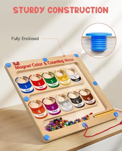 Magnetic Color and Number Maze Board Puzzle Counting, Activity Toy for Toddlers