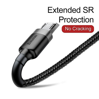 100% Genuine Baseus Double Sided Reversible Micro USB High-density Braided Fast Charging Data Cable For Smartphone Tablet