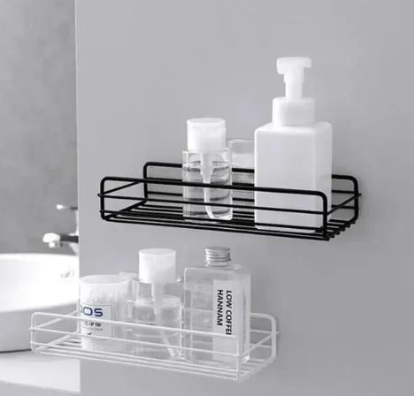 Wall-Mounted Square Bathroom Storage Shelf | Traceless Adhesive Toiletries Holder