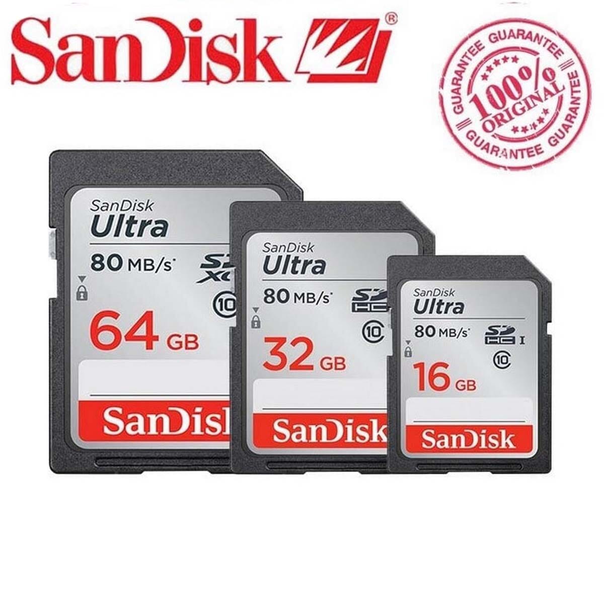 Genuine Sandisk Ultra Camera SD Memory Card 16GB / 32GB / 64GB / 128GB SDHC Class 10