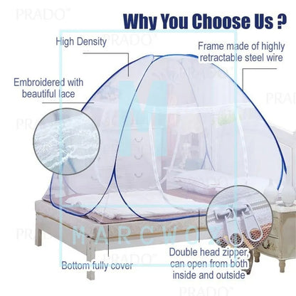 Foldable Mosquito Net, 6X5ft Bed Canopy Tent with Bottom Layer