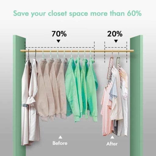 Folding Space Saver Clothes Hanger Anti-Skid Plastic Wardrobe Organizer 1 Pack