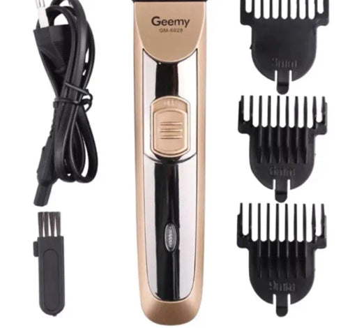 Geemy GM-6028 Hair & Beard Trimmer – Rechargeable with Stainless-Steel Blades for Precise Trimming.