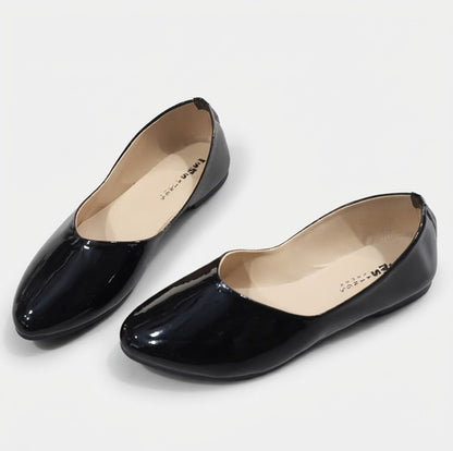 Ladies Black Shining Court Shpes