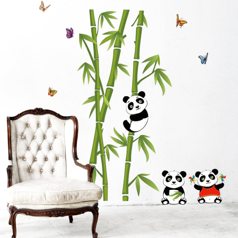 Panda Tree Cartoon Animals Theme Kids Wall Art Decal Sticker Decoration for Living Room Nursery Baby Girl Boy Kid Children's Room Bedroom Decoration