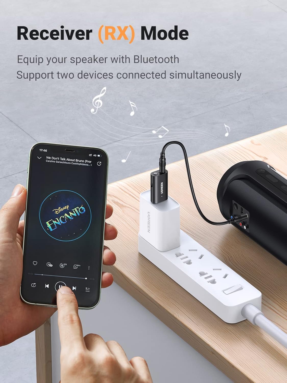 UGREEN Bluetooth 5.1 Transmitter Receiver 2 in 1 Wireless USB Dongle for TV, Home Stereo, Car Stereo, Headphones, Speakers, PC