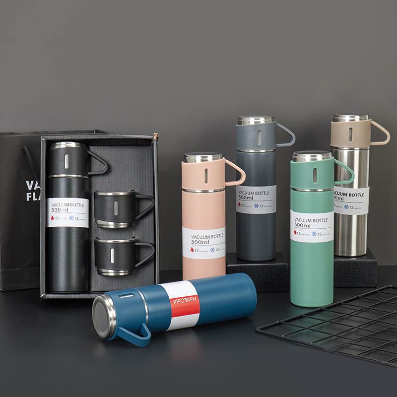 Vacuum Flask 500Ml Stainless Steel 3 Cup with Gift Box New Arrivals