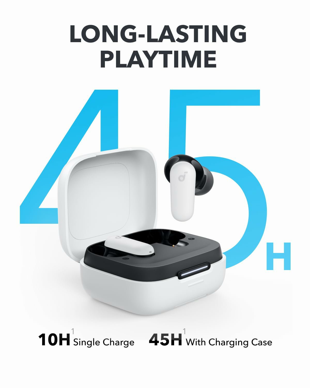 Anker Soundcore R50i NC Noise Cancelling Earbuds, Strong and Smart ANC , Powerful Bass, Up to 45H Playtime, 2-in-1 Case and Phone Stand, IP54, Wireless Earbuds, Bluetooth 5.4, App Control