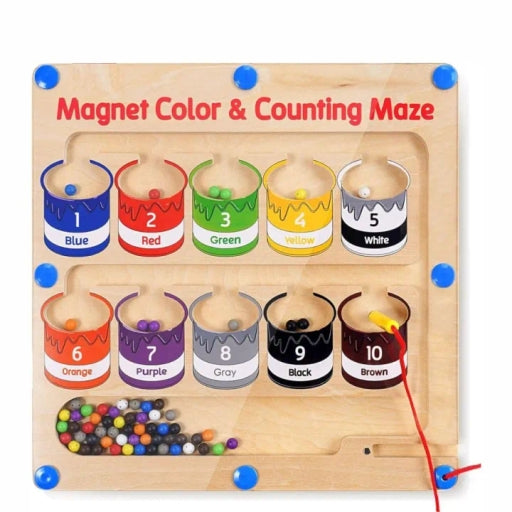 Magnetic Color and Number Maze Board Puzzle Counting, Activity Toy for Toddlers