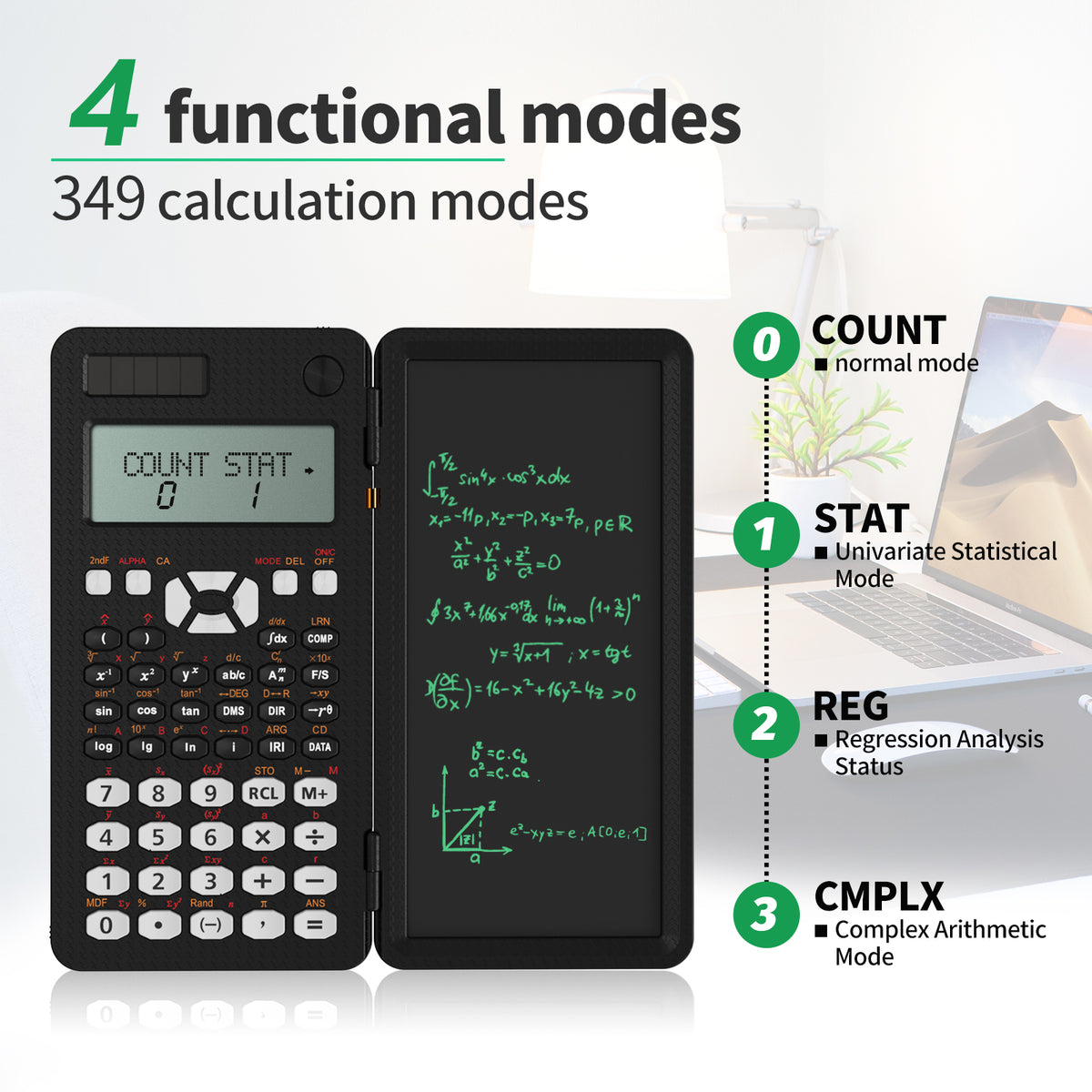 Green Lion Branded Scientific Calculator With Writing Pad & Stylus Pen