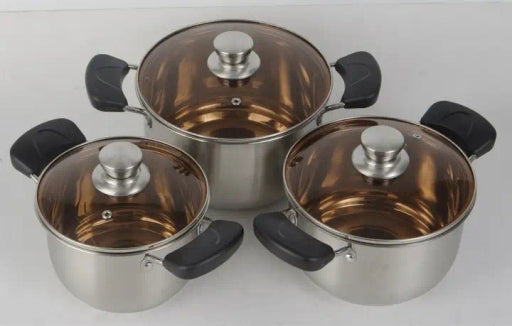 Stainless Steel Thickened Cooking Pot /Soup Pot with Glass Lid for Kitchen 3 Sizes