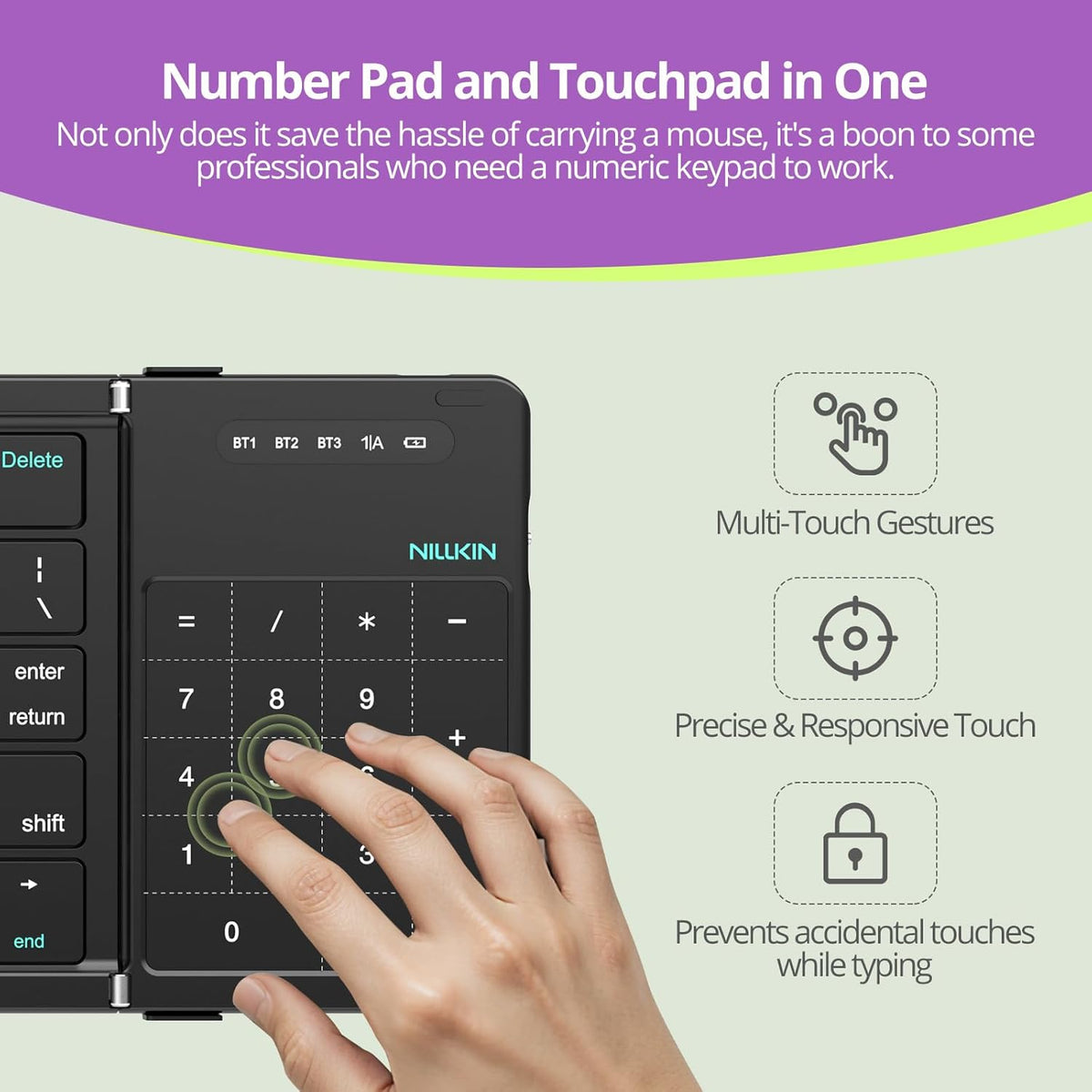 Nillkin Cube Pocket Foldable Keyboard with TrackPad & Wireless Bluetooth, Portable Travel Keyboard
