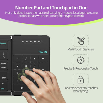 Nillkin Cube Pocket Foldable Keyboard with TrackPad & Wireless Bluetooth, Portable Travel Keyboard