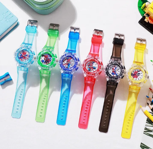Disney Kids Flashing Light Watch - Spiderman Hulk Avengers Cartoon Toy Wristwatch