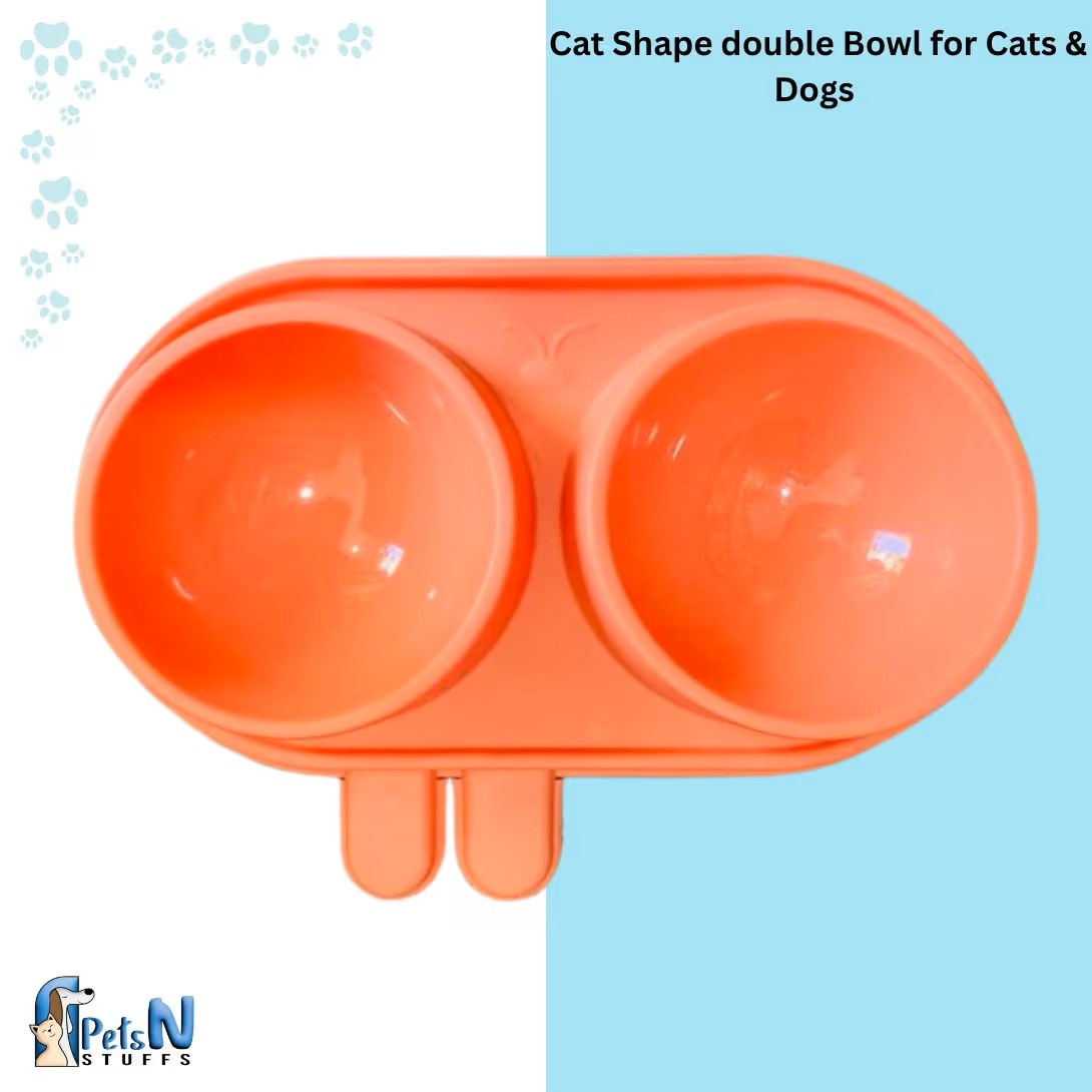 Cat Shape Double Bowl for Cats & Dogs