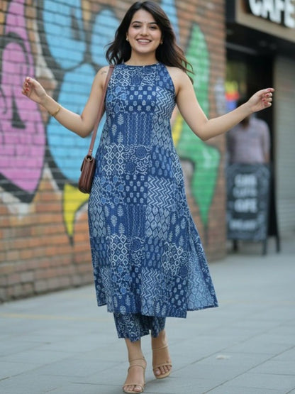 Ethnic Motifs Printed Regular Pure Cotton Kurta with Trousers