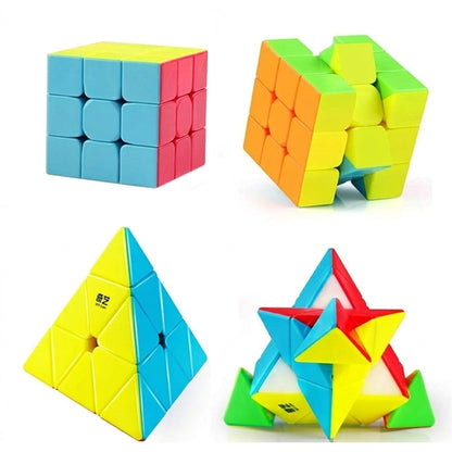2 In 1 -Stickerless Speed Cube Magic Cube Smoothly Puzzle Cube Collection- 3X3 & Pyramid Cube