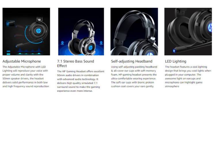 HP H200GS Wired Over-Ear Gaming Wired Headset with Rotatable Mic LED Lighting Ergonomic Design for PC