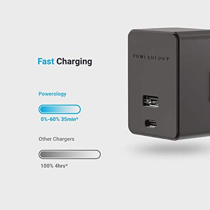 Powerology Dual Port Ultra-Quick PD Charger 36W - Black