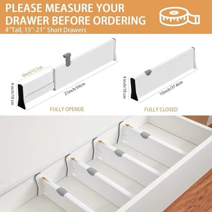 Adjustable Drawer Dividers – Retractable Plastic Organizers for Home & Office Storage