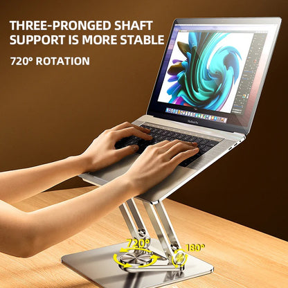 Rtako RS-CP84 Adjustable Laptop Stand / 360° Rotating Base / Dual-Level Height Adjustment / Enhanced Cooling Design / Non-Slip Silicone Base