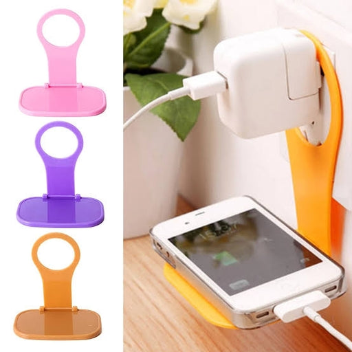 Foldable Cell Phone Charging Rack Holder Wall Charger Adapter Hanger Shelf