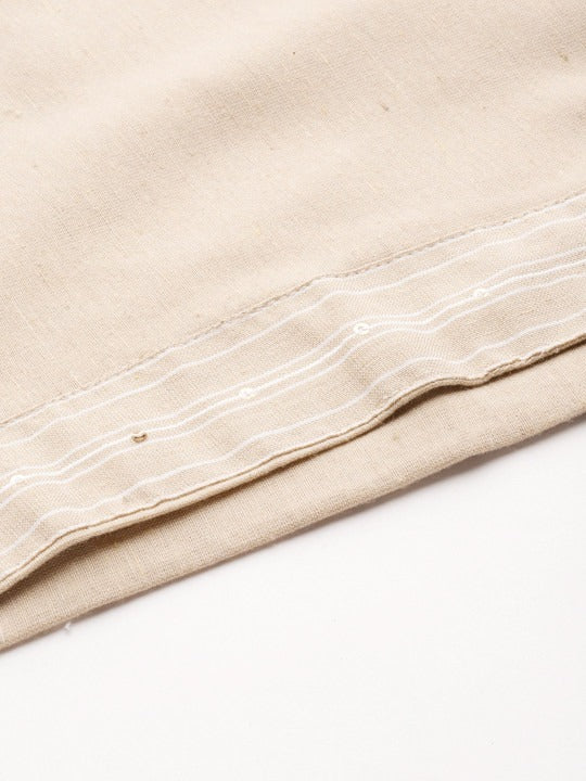 Women Beige Cotton Striped Kurta with Palazzos