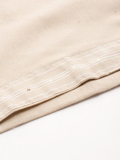 Women Beige Cotton Striped Kurta with Palazzos
