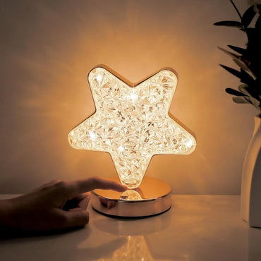 Star Lamp with Touch Sensor - 3 Color Dimmable and Adjustable Brightness, Battery Powered Desk Beds