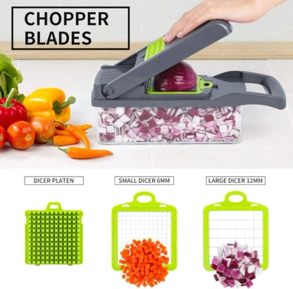 Vegetable Chopper, Slicer Cutter Chopper and Grater 14 in 1 Vegetable Slicer