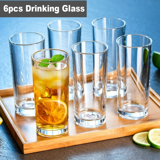 6 Pcs-Red Cherry Slim and Tall Cocktail Glasses Drinking Water Glasses Tumbler (Plain Design)-285ML